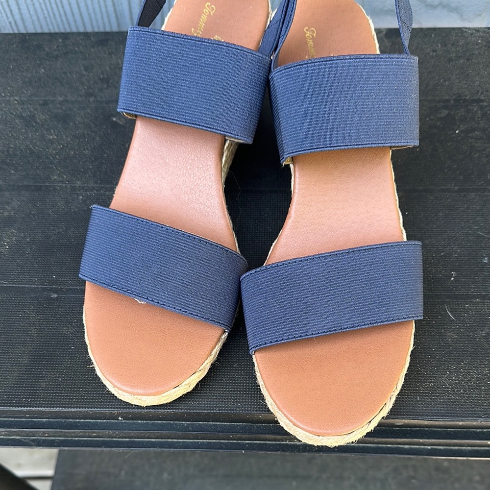 EUC Women’s size 9m Tommy Bahama Blue Sandals wedge Design - Picture 9 of 9